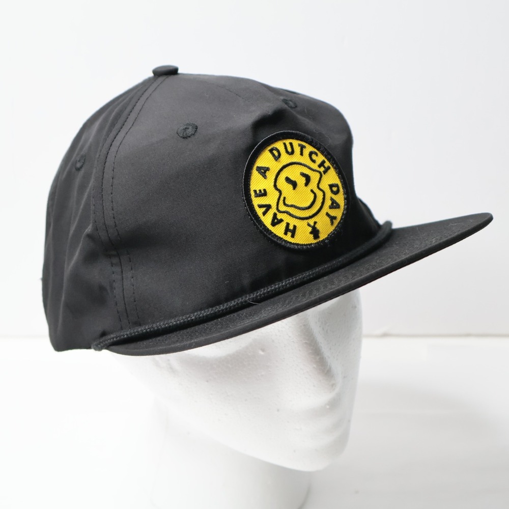 Dutch Bros Coffee Have a Dutch Day Black Rope Snapback Hat‎ Smiley Face Windmill
